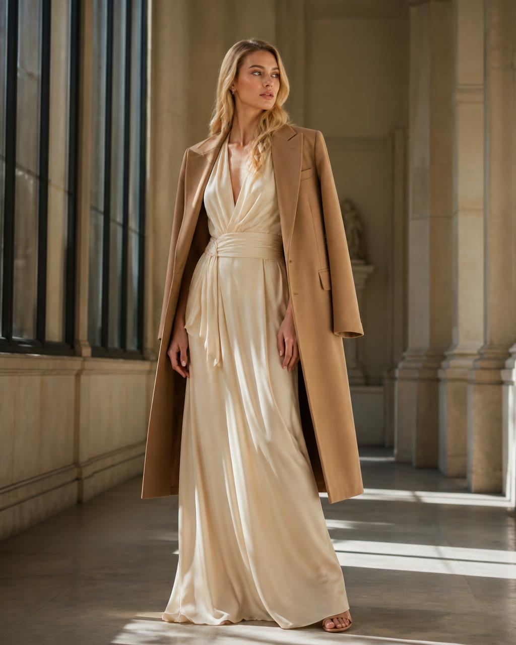 Campaign imagery: womenswear silk and outerwear styling